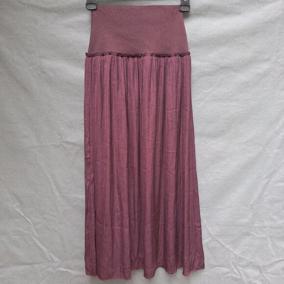 Anthropologie Size XS Burgundy Red Maxi Skirt Front Slit - Picture 2 of 6